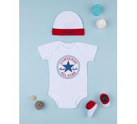 Set 3 pezzi Converse cappellino + body + scarpe bianco e rosso