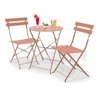 Set 3 Pezzi Giardino Tavolo 2 Sedie da Bistrot Pieghevole Modello Parigi Pesca