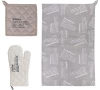 SET 3 PEZZI GRIGIO STROFINACCIO GUANTO E PRESINA