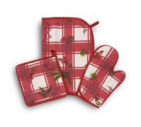 Set 3 pezzi Guanto forno, Presina e Strofinaccio Natalizi Scozzese Natale 3684