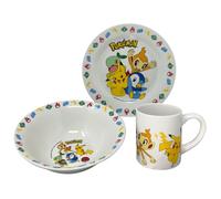 SET 3 PEZZI IN CERAMICA PIKACHU POKÉMON TAZZA CIOTOLA PIATTO STOVIGLIE BAMBINI