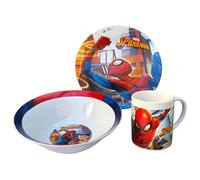 SET 3 PEZZI IN CERAMICA SPIDERMAN MARVEL TAZZA CIOTOLA PIATTO STOVIGLIE BAMBINI