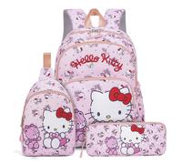 Set 3 pezzi, Kuromi e da viaggio stampato di grande capacità, borsa a tracolla casual e astuccio, spallacci regolabili, , confortevole e , per il pendolarismo /scuola/viaggi