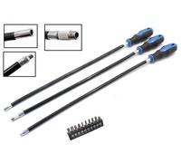 SET 3 PEZZI MANICO PORTA INSERTI CACCIAVITE E BUSSOLE FLESSIBILE LUNGHEZZA 610mm