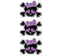Set 3 pezzi Mini Small Skull Bow Purple Cute Baby Skull Ghost Dead Head & Crossbone Adesivi per patch cartone animato Ferro ricamato su Applique Patc