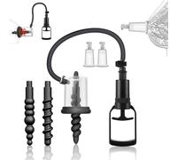 Set 3 Pezzi Plug Anale Gonfiabile con Struttura a Spirale e 2 Succhietti per Capezzoli - Buttplug in Silicone con Pompa a Vuoto per Dilatazione Anale Intensa e Giochi SM Stimolanti