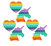 Set 3 Pezzi Pop It Unicorno e Cuore Super Colorati - Fidget Toys Antistress in Silicone - Gioco Sensoriale Riutilizzabile per Bambini e Adulti - Lavabile e Resistente