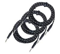 Set 3 Pezzi Pronomic Stage INST-6T Cavo Strumento 6m (Jack 6,3 mm, Rivestimento Tessile, Cavo Chitarra, Punte Placcate Oro, Morsetto Antitrazione) nero/bianco