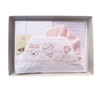 Set 3 pezzi regalo bimba neonata corredo lettino 100% cotone lenzuolo federa