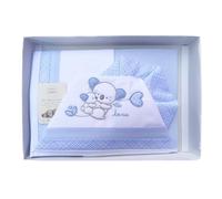 Set 3 pezzi regalo bimbo neonato corredo lettino 100% cotone lenzuolo federa