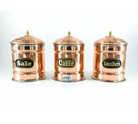 SET 3 PEZZI SALE ZUCCHERO CAFFE in rame con interno in acciaio inox 1/2 kg