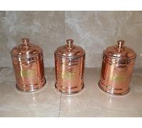 SET 3 PEZZI SALE ZUCCHERO CAFFE in rame con interno in acciaio inox 1 kg