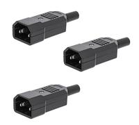 Set 3 pezzi - Spina Maschio VDE C14 Tripolare Volante Professionale Collegamento Vite Cablaggio Alimentazione - Nero
