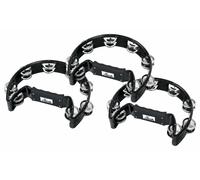 Set da 3 XDrum Tamburello a Mano Forma a Mezzaluna (Tambourine, 16 Coppie di Jingle in Acciaio Cromato, Plastica) nero