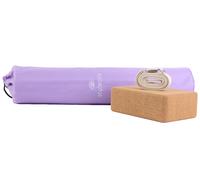 Set 3 Pezzi Tappetino Yoga + Blocchi in Sughero + Cinghia Training Hatha