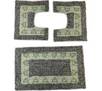 Set 3 Pezzi Tappeto da Bagno art jade, 1 Pezzo 47x78 cm tappetino da vasca doccia, 2 Pezzi 47x38 cm tappeto girawater e bidet, Disegno Cuore, 100% Cotone assorbente e morbido (VERDE)