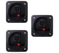 Set 3 pezzi - Vaschetta per Casse Acustiche con Speakon Femmina e Morsettiera a Molla - 80x80x50 mm - Nero