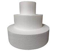Set 3 Piani Polistirolo, Disco Polistirolo Rotondo Ø 15-25-35 H 10 cm per Torte finte Compleanno, Battesimo, Nascita, Comunioni, Feste in Genere