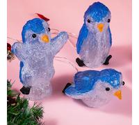 BAKAJI Set 3 Pinguini Forma Acrilica Addobbo Natalizio LED Illuminazione Esterni e Interni Natale Luci da Giardino Oggettistica Decorazioni Festive Natalizie (Set 3 Pinguini Blu)