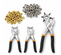 Set 3 Pinze Fustellatrice Cuoio Occhiellatrice Perforatrice con 100 Occhielli e