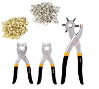 Set 3 Pinze Fustellatrice Occhiellatrice Cuoio Cintura +100 Occhielli 50 borchie