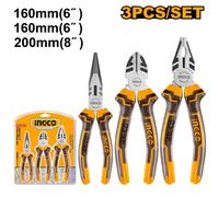 Set 3 Pinze Pinza -Tronchese- Pinza becco lungo. impugnatura ergonomica INGCO