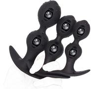 Set 3 Plug anali in silicone con impugnatura a T, butt plug con sfere rotanti, stopper anale per stimolazione versatile e accessorio per piacere adulto maschile e femminile