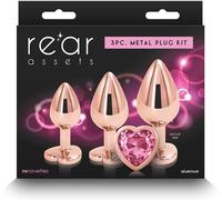 Set 3 plug anali Lusso rosa alluminio a cuore progressivi Rear rose gold