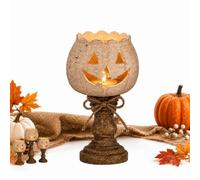 Set 3 Portacandele Zucca Bianca Rustica per Tea Light Decorazione Autunnale