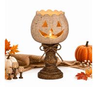 Set 3 Portacandele Zucca Bianca Rustica per Tea Light Decorazione Autunnale