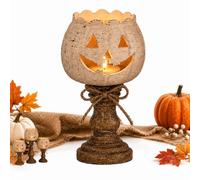 Set 3 Portacandele Zucca Bianca Rustica per Tea Light Decorazione Autunnale