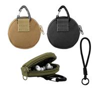 Set 3 Portamonete con Portachiavi e 3 Laccetti da Polso Corti per Uomo, Mini Portafoglio Tonda con Cerniera e Anello per Monete, Auricolari, Chiavi, Cavi, USB, Piccola Borsa Compatta per Quotidiano
