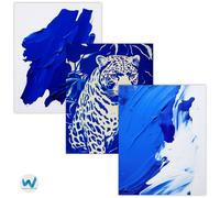Set 3 poster astratti della giungla del leopardo blu animale -...