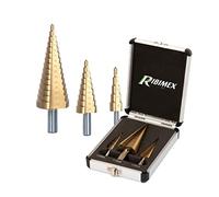 Ribimex set 3 punte frese a scalini HSS per legno acciaio plastica