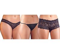 Set 3 pz intimo donna slip nero sexy perizoma hot culotte pizzo nero trasparente