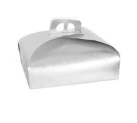 SET 3 PZ SCATOLA PORTA TORTA ARGENTO 25X25CM DOLCI PASTICCERIA FESTA PARTY 58012