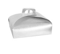 SET 3 PZ SCATOLA PORTA TORTA ARGENTO 29X29CM DOLCI PASTICCERIA FESTA PARTY 58013
