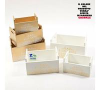 SET 3 Pz TRIS CASSETTE LEGNO BUON NATALE ORO