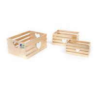 SET 3 PZ TRIS CASSETTE LEGNO ORO CUORE