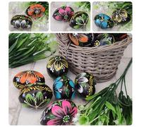 SET 3 pz. Uovo In legno Nero con fiori mix PASQUA 6,50-7cm