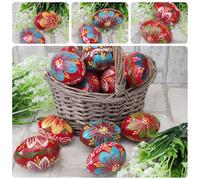 SET 3 pz. Uovo In legno Rosso con fiori mix PASQUA 6,50-7cm