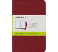 Moleskine Cahier Journal, Set 3 Quaderni con Pagine Bianche, Copertina in Cartoncino con Cucitura a Vista in Cotone, Colore Rosso, Formato Pocket 9 x 14 cm