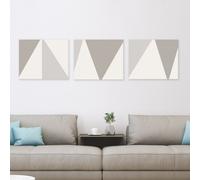 Set 3 Quadri Astratti Moderni su Tela |Q1010| Geometrie Neutre Minimal