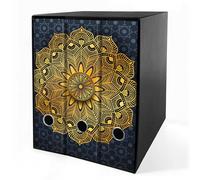 Set 3 raccoglitori ad anelli - MANDALA color ORO sfondo BLU (H31 cm con 4 anelli)