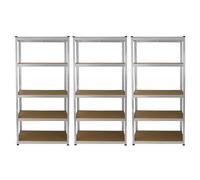 Set 3 Scaffali Metallici 90x40x180 cm 5 Ripiani MDF Portata 200 kg - Grigio