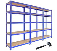Set 3 Scaffali Metallici 90x50x180 cm 5 Ripiani MDF Portata 200 kg