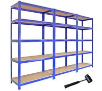 Set 3 Scaffali Metallici 90x50x180 cm 5 Ripiani MDF Portata 200 kg