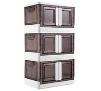 BAKAJI Scatole Portaoggetti con coperchio, Doppio Sistema di Apertura, Contenitori Pieghevoli Salvaspazio con Ruote, Scarpiera Impilabile, Armadio per Vestiti, Giocattoli, Libri, 3 x 45 Litri (Set 3)