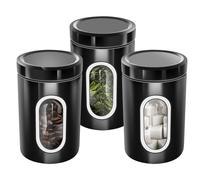 Set 3 Scatole Impilabili per Caffè Zucchero Finestra Trasparente Ermetiche