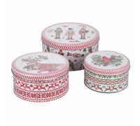 Set 3 scatole natalizie tonde in ferro con coperchio, XMas